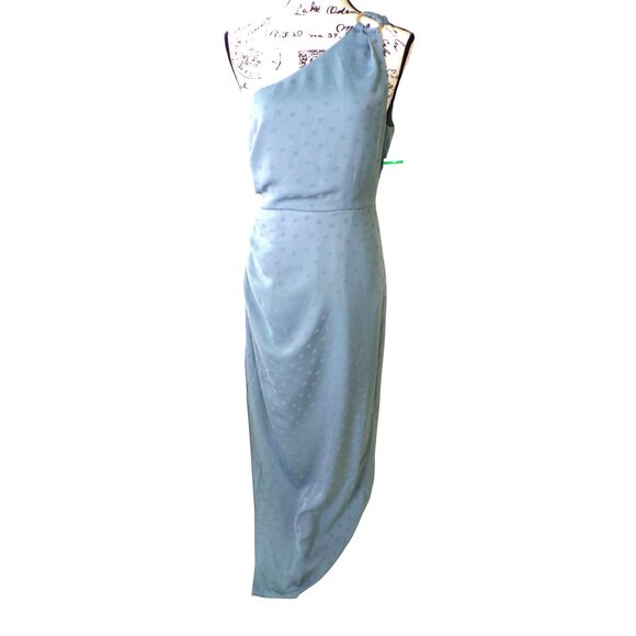 🆕FAVORITE DAUGHTER The Singles Table One Shoulder Dress Gown Polka Dot Blue 4 - Picture 10 of 16